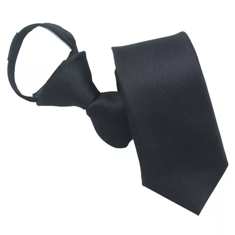 Herren Krawatte mit Reiß verschluss 6cm schmale einfarbige faule Leute, ohne eine schwarze Krawatte zu tragen