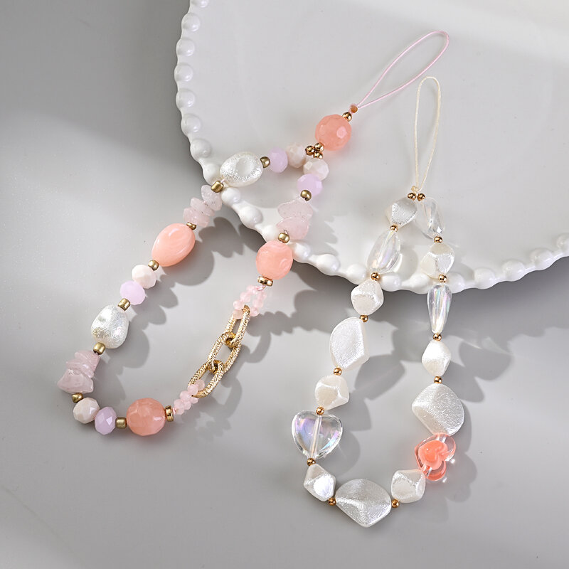 Cadena de teléfono móvil con perlas acrílicas para mujer y niña, cordón de teléfono anticaída, joyería de cuerda colgante, moda creativa