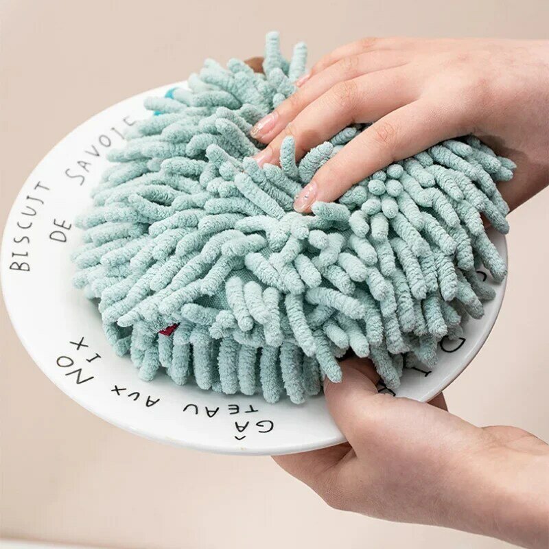 Toallas de mano de chenilla con ganchos colgantes, toallas de microfibra absorbentes, suaves, de secado rápido, para baño y cocina, erizo Animal