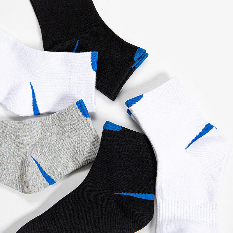 Chaussettes en coton peigné pour hommes, 6 paires/lot, noir, blanc, décontractées, respirantes, couleur unie, Sport, EUR 38-45, haute qualité