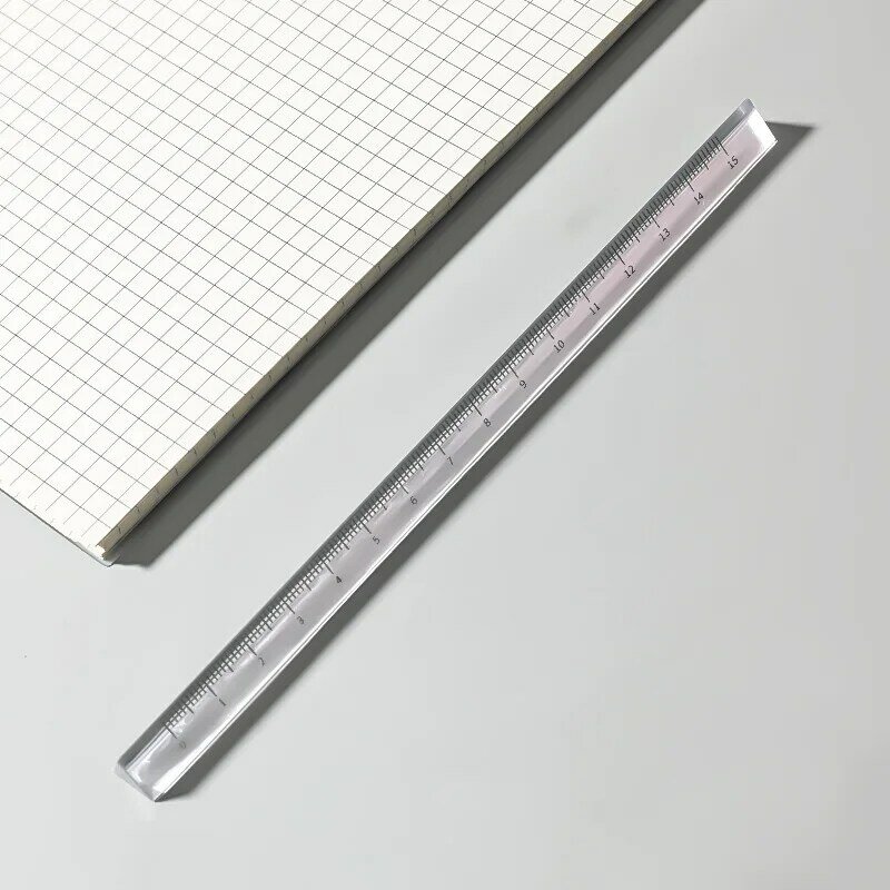 Règle droite triangulaire transparente simple, outils Kawaii, dessin animé, bureau, école, cadeau de mesure, 15cm, 20 cm
