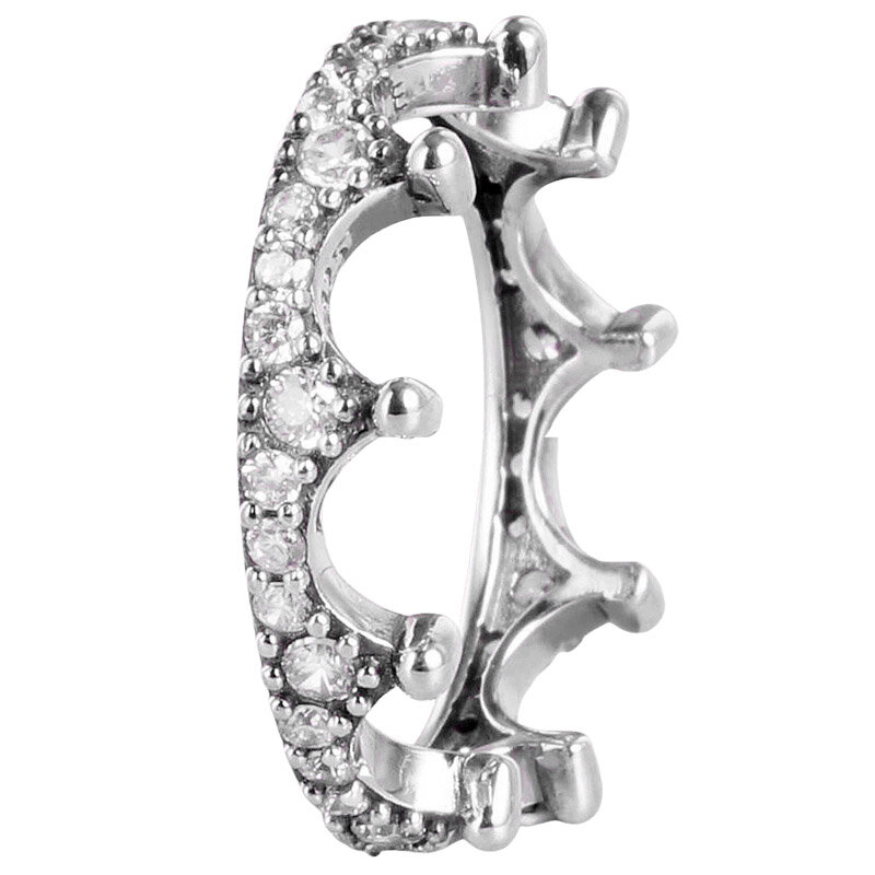 Fitur simpul cinta lingkaran khas pita brilian cincin bersinar bersinar 925 perak murni untuk mode asli perhiasan DIY