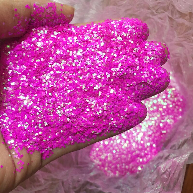 Copos holográficos iridiscentes de 1mm para decoración de uñas, lentejuelas brillantes hexagonales, polvo brillante fino