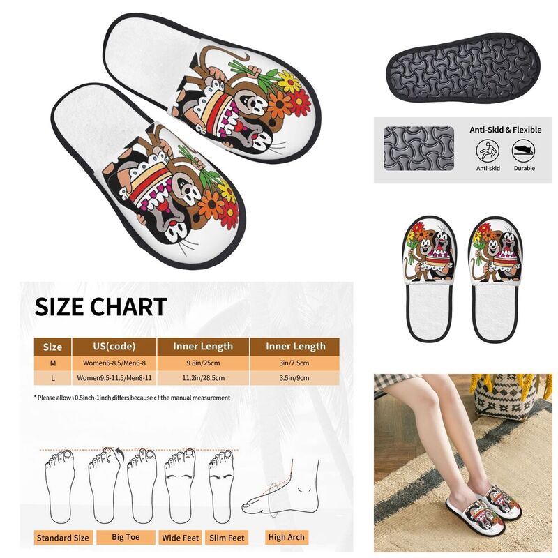 Krtek-Zapatillas peludas para hombre y mujer, pantuflas a la moda para el hogar