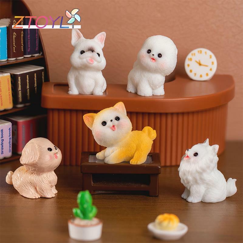 Cute Resin Mini Dog Puppy Animal Miniature Figure Home Ornament For Fairy Garden Micro Landscape Kawaii Potted Decorations