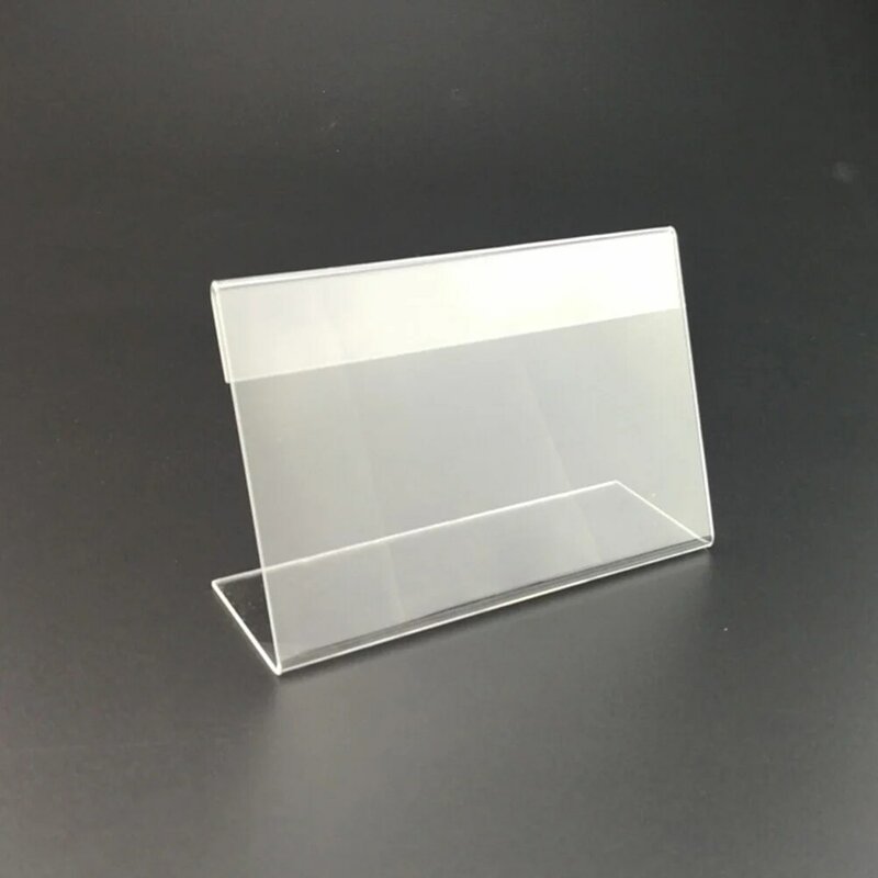 Étiquettes de prix transparentes en plastique de qualité supérieure avec carte de prix, étagère en acrylique, porte-étiquette, étiquette de prix de type L, 6x4cm