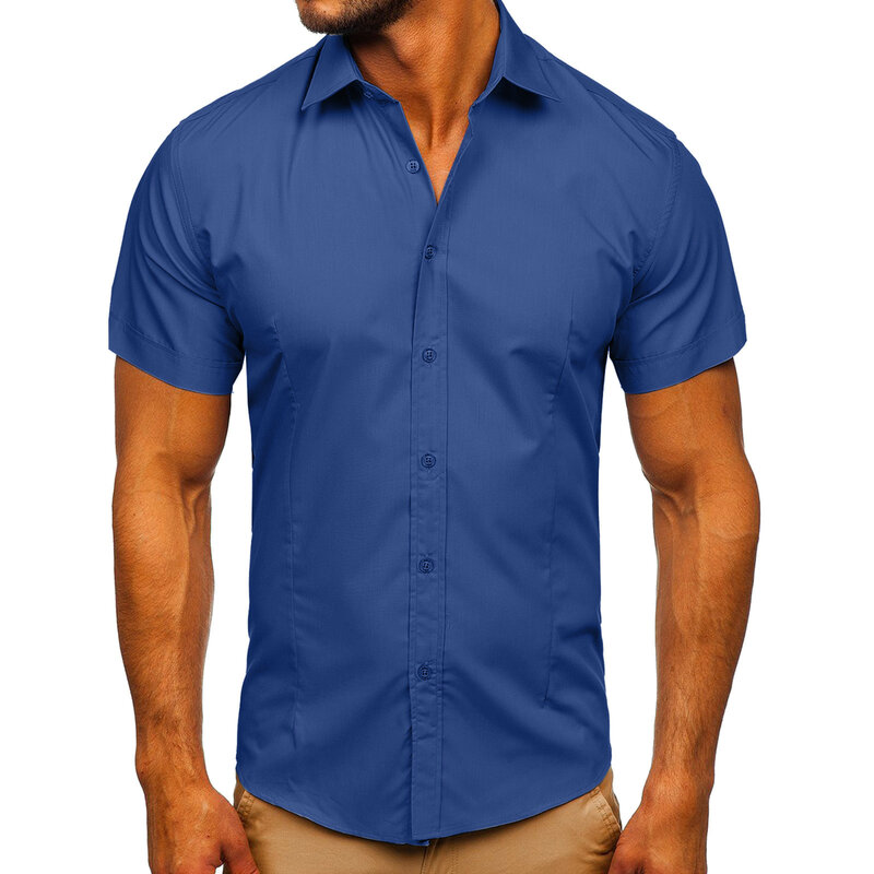 Camisa Social de primavera y verano para hombre, ropa de trabajo de negocios sin hierro, manga corta, marca blanca, 3XL, novedad