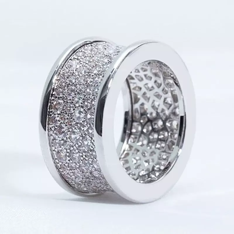 Luxury Design S925 Sterling Silver Full Diamond Small Waist Ring for Women's High end Fashion Brand High end Jewelry