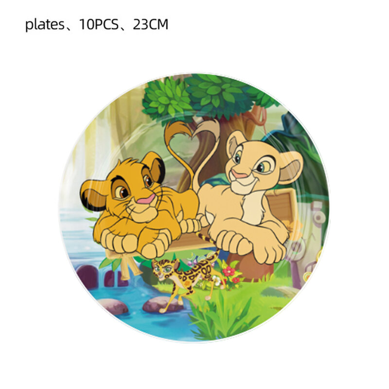 Lion King Simba Party Supplies Include Paper Cups Plates Napkins Tablecloth Banner for Kids Boys Birthday Decoration Baby Shower
