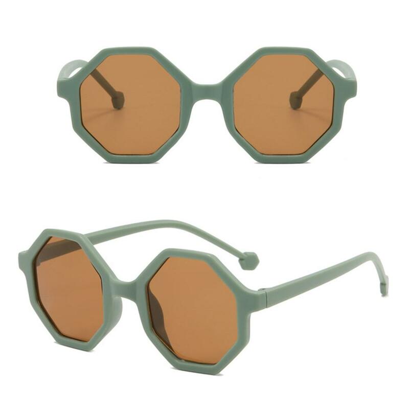Gafas de sol con diseño de polígono a rayas para niños y niñas, lentes de protección para los ojos, protección solar