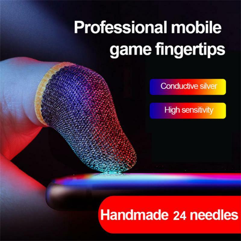 1 Pair Breathable FInger Sleeves For Gaming Touchscreen Finger Covers Silver Fiber For Cellphones Games PUBG Finger Thumb Sleeve