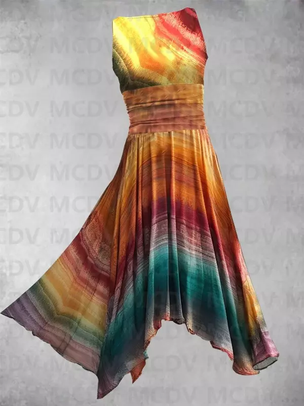 Women's Vintage Art Denim Print Art Dress 3D Printed Sexy Dress Female Dresses