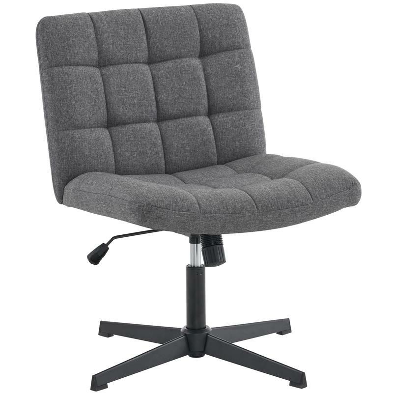 가정 사무실용 와이드 스위블 크리스 크로스 의자, 미드 백 암리스 책상 의자, 바퀴 없음, 높이 조절 가능