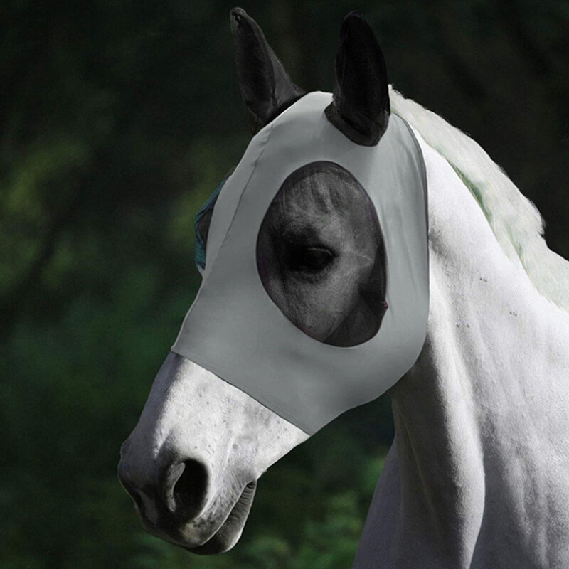 Маска лошадиная сетчатая для защиты от летания, растягивающаяся маска с длинным носом и ушами для глаз и лошадей, 1 шт.