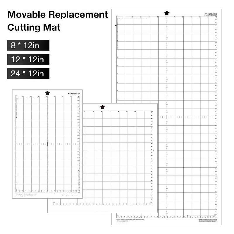 Adesivo Transparente Tapete de Corte Pad com Grade de Medição Silhueta Cameo Plotter Machine, 12x12 ", 12x24", 2Pcs