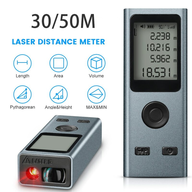 30 м 50 м Мини Лазерный дальномер цифровая лента измерительная Лазерная линейка USB зарядка алюминиевый сплав измерение фюзеляжа