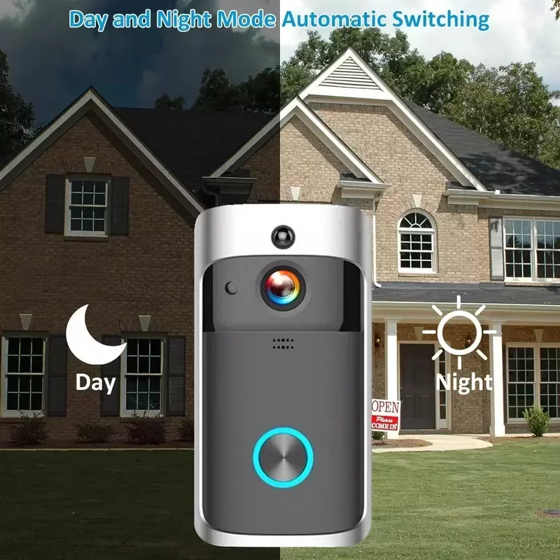 Sonnette sans fil pour maison intelligente, caméra de sécurité, interphone vidéo, vision nocturne IR, sonnette domestique à piles, Wi-Fi, 720P HD, AC, nouveau
