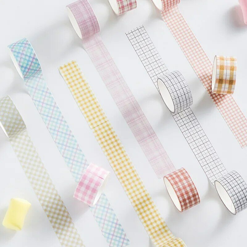 Kunden spezifisches Produkt4 Rollen/Set Gitter Washi Tape Set Salz ins Stil Farb verpackung Grund dekoration einfarbiger Aufkleber für sc