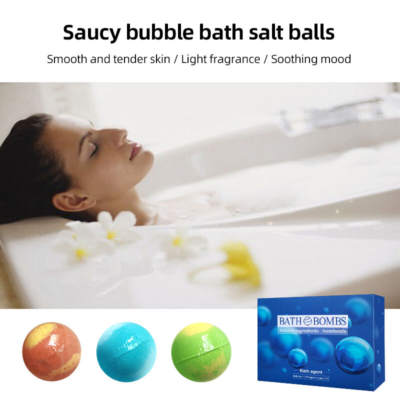 Valentine's Day Gift Bubble Essential Oil Sea Fried Salt Ball Bath Ball60g12Suit