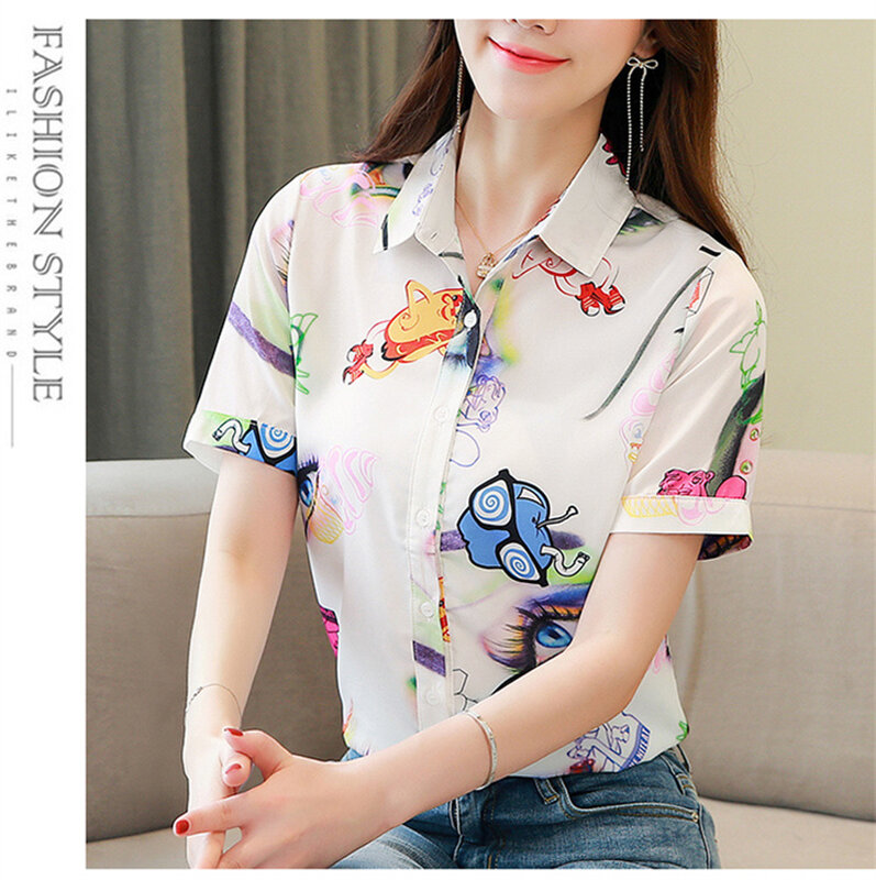FANIECES 여성용 여름 새틴 빈티지 셔츠, 한국 패션 셔츠 블라우스, 기본 우아한 상의, 2024 가을 의류