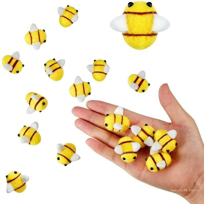 Y4UD 20 sztuk filc wełniany Mini pszczoła dla lalki miękka wisząca zabawka figurka choinka nowy rok kulki dekoracyjne piękny