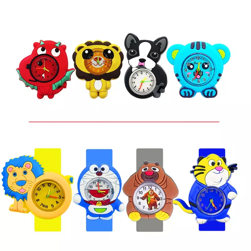Часы детские для мальчиков/девочек, с рисунком динозавра, собаки, Льва, тигра, панды