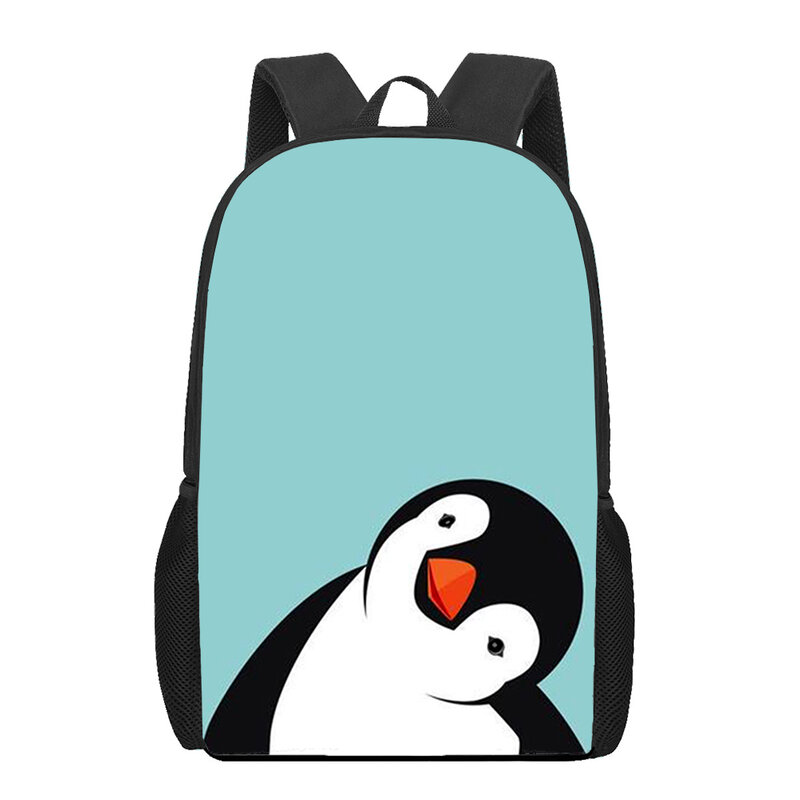 かわいい漫画3Dペンギン印刷子供用ランドセル、女の子と男の子のためのバックパック、学生用ブックバッグ、大容量バックパック