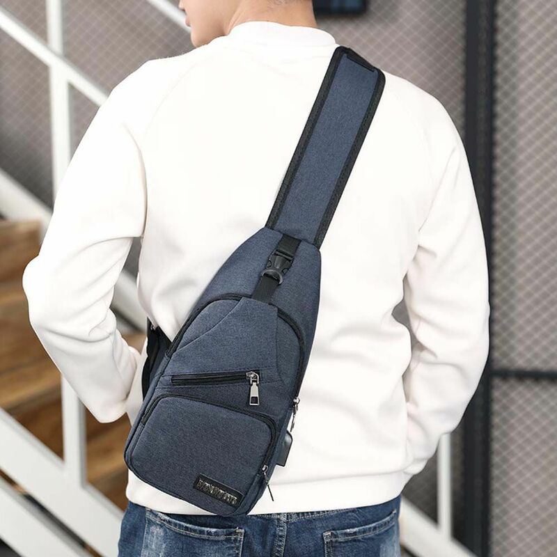 Bolso de hombro deportivo para hombre y mujer, bolsa cruzada de pecho con bolsillo de seguridad para viaje, bolso de hombro para auriculares, mochila con eslinga