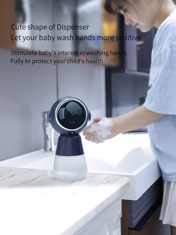 Dispensador de jabón de espuma de inducción automática para niños y bebés, dispensador de jabón inteligente de dibujos animados con carga usb