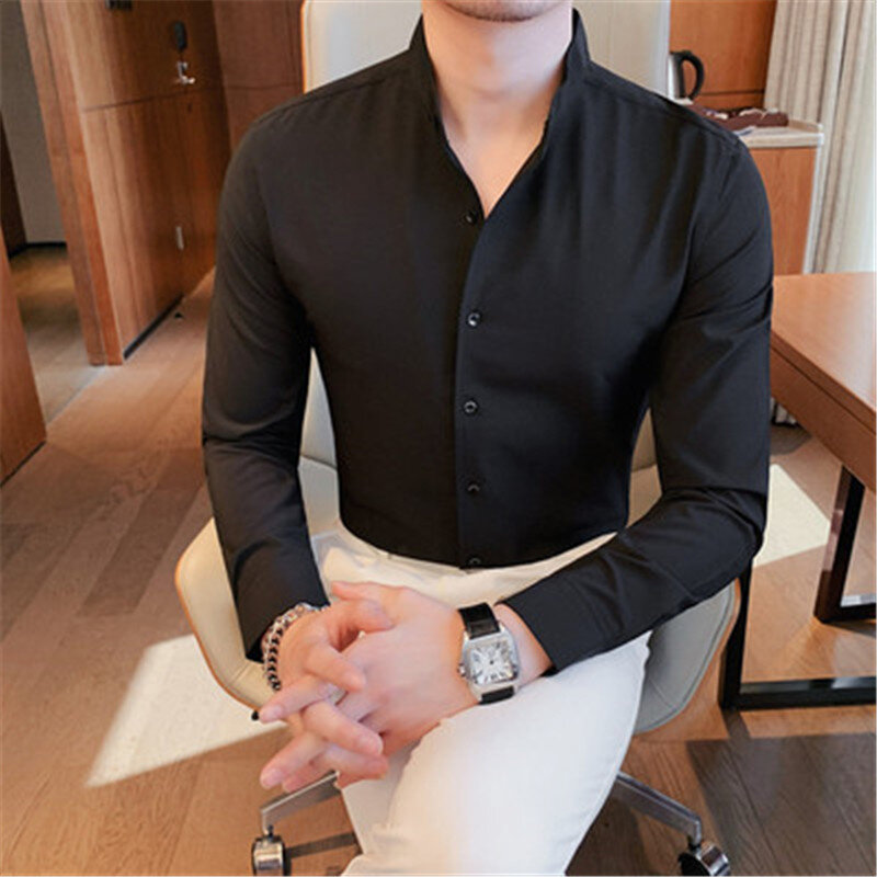 5XL Tuxedo Shirts Men for Wedding Elegant Camisa Formal Business White Shirt Male Slim Fit Long Sleeve Blouses Men Clothing 2024