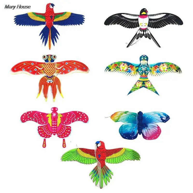 1Set Cartoon Kite giocattolo per bambini con manico Cartoon Butterfly rondini Eagle Kite con manico bambini aquilone volante giocattoli all'aperto