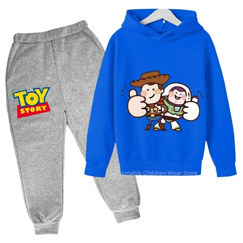 Disney's Toy Story ชุดเสื้อมีฮู้ดและกางเกงสำหรับเด็ก-ชุดลำลองสำหรับเด็กผู้ชายและเด็กผู้หญิงฤดูใบไม้ร่วงและฤดูใบไม้ผลิ