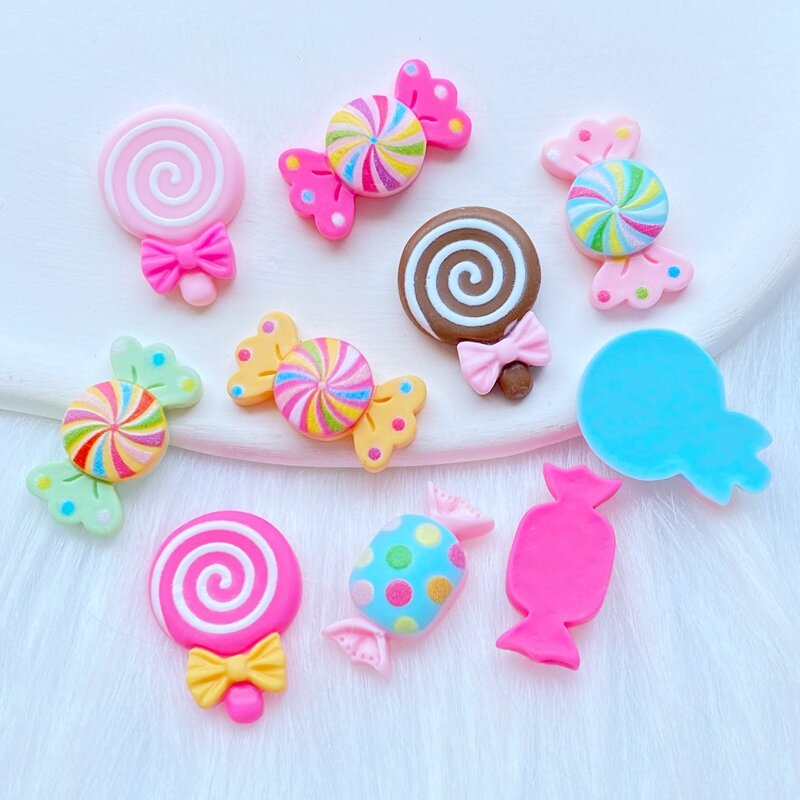 10/20 pçs nova resina mini doces/lollipop série plana voltar cabochons scrapbooking diy artesanato jóias decoração acessórios