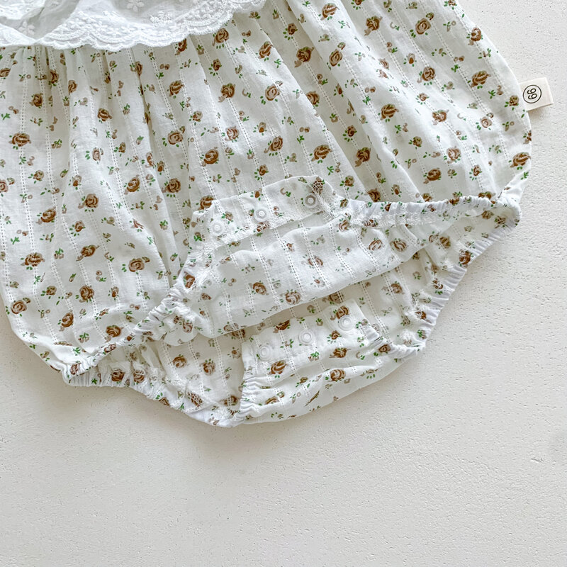 File baru dalam musim panas bayi perempuan lengan pendek bunga renda bordir pakaian luar ruangan bayi baru lahir jumpsuit balita anak-anak Bodysuit