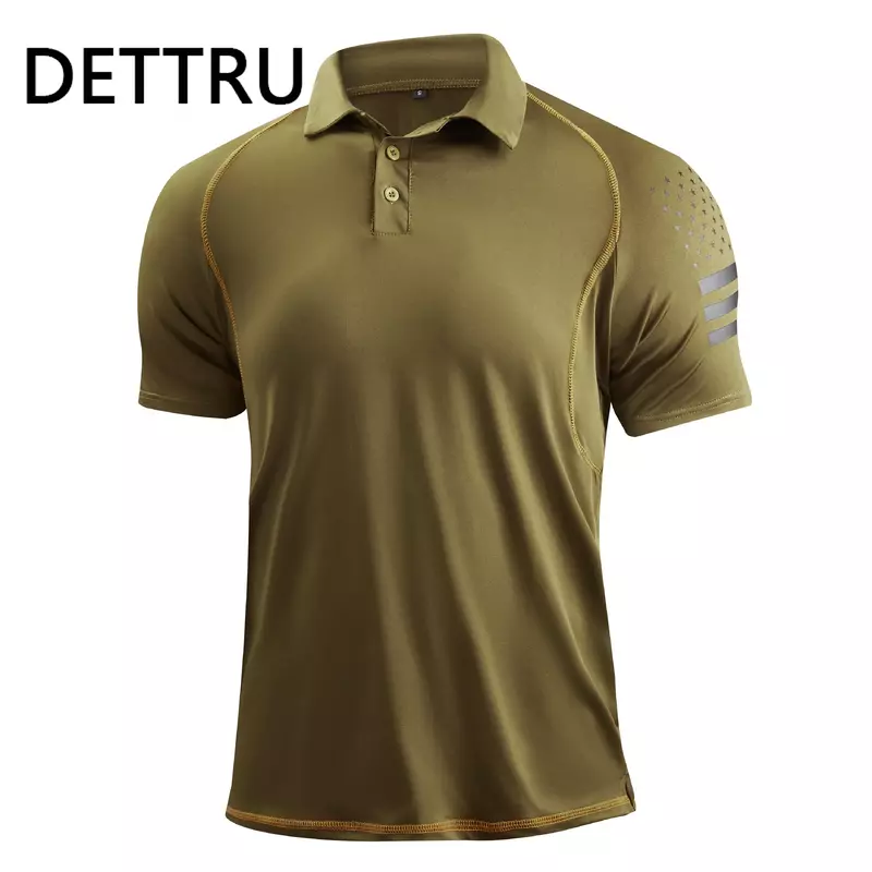 DETTRU Men's T-Shirts Summer Outdoor Activities Tactical Sports Polo Collar Bottoming Sweatshirts