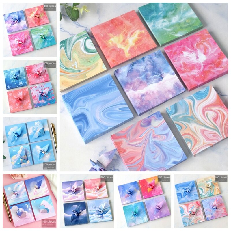 Scrapbooking Starry Sky Origami Paper, Handmade Art Material, Colorful Folded Paper, Galaxy Folding, 400PCs