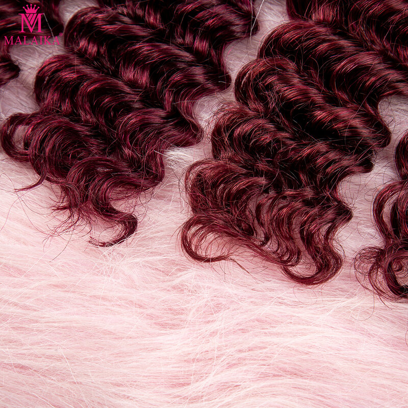 Extensiones de cabello humano rizado para trenzas bohemias, pelo virgen sin trama, ondas profundas, Color 28 en 99J