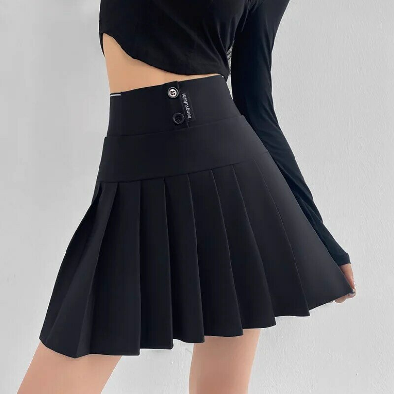 Mini spódniczka damska wiosna i lato oryginalna wyszywane litery elastyczna w talii plisowana spódnica w kształcie linii biała czarna