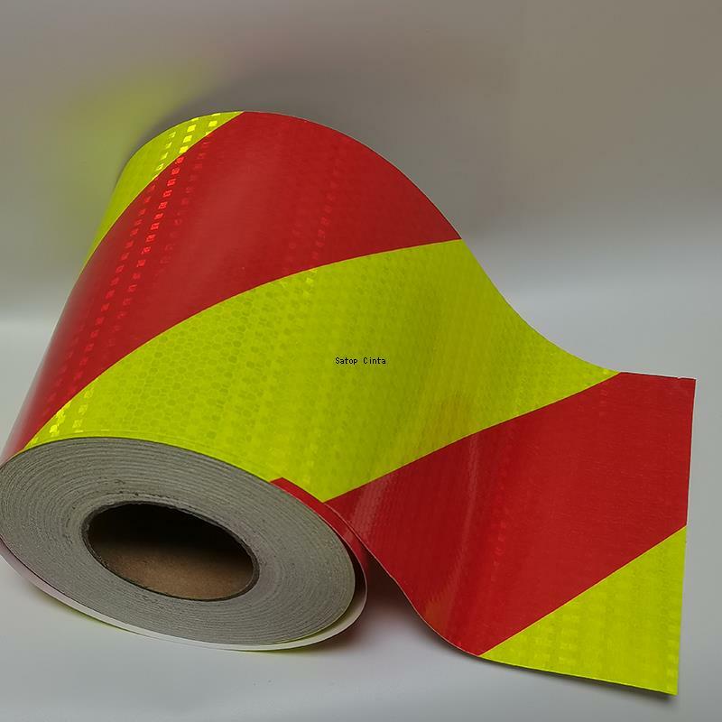 차량용 빛나는 반사 경고 테이프, 형광 노란색 빨간색 능직 발광 안전 고가시성 반사판 데칼, 20cm * 5m