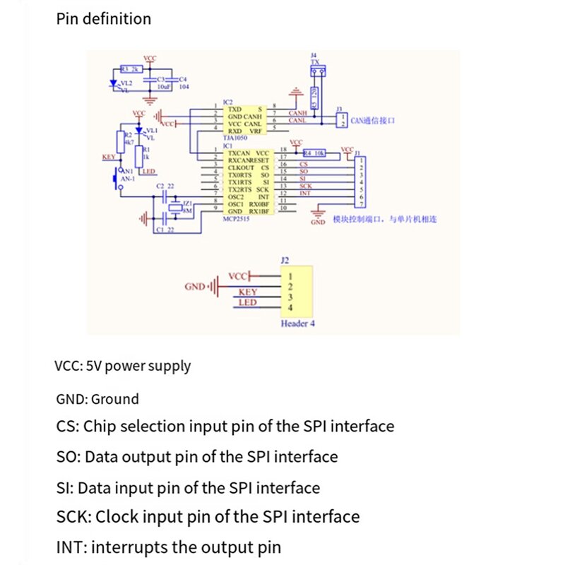 MCP2515 Bus Module PCB Module TJA1050 Receiver SPI For 51 Arduino DIY Kit Microcontroller Program Routine