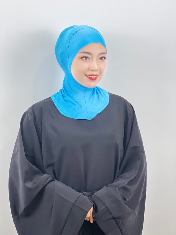 ฮิญาบมุสลิม Solid สบายสบาย Turban Modal ผ้าฝ้ายผู้หญิงมุสลิมเต็มรูปแบบหมวก Multicolor ผ้าคลุมหน้าและคอ