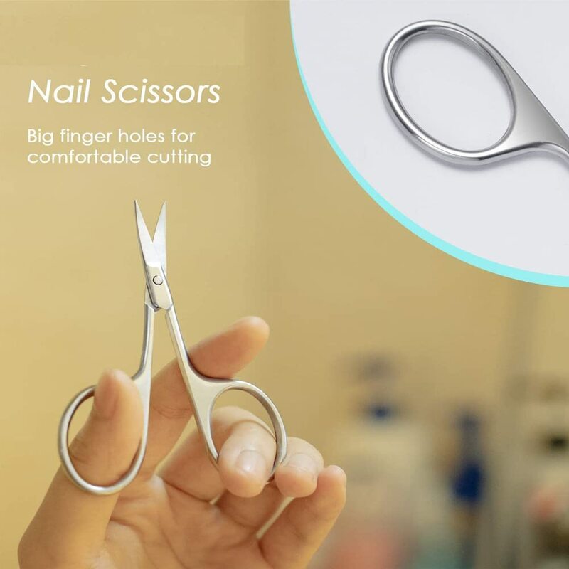 Professional Nail Cutter Scissors Stainless Steel Manicure Tools Sharp Curved Blades Grooming Tool for Eyebrow Eyelash Dry Skin