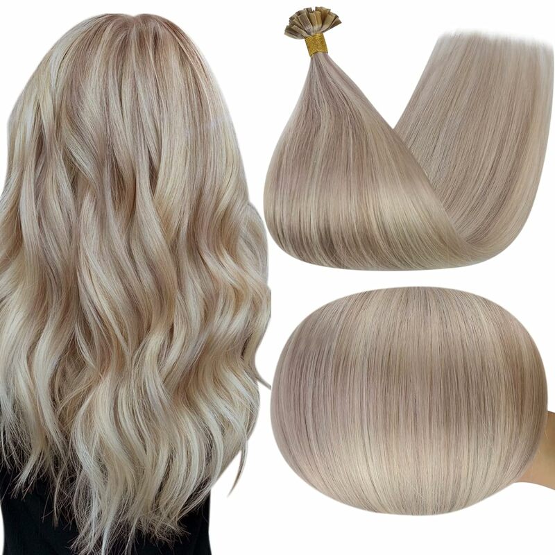 Full Shine U Tip Hair Extensions Fusion Hair Balayage Color 40-50g Keratin Glue Beads Prebonded Remy Human Hair Extensions