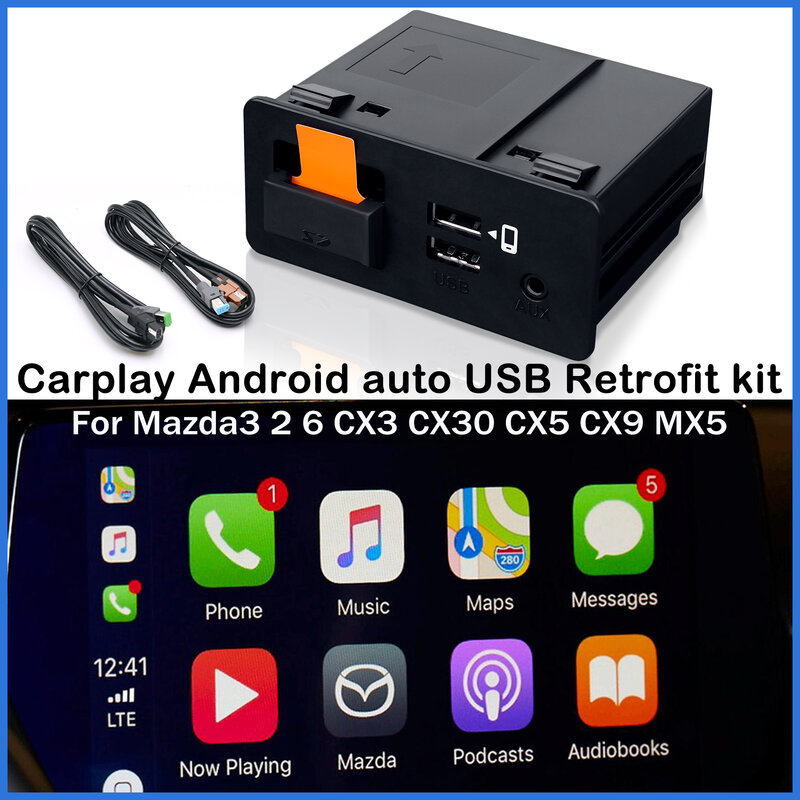 Hub Adaptor USB Otomatis Android CarPlay Apple untuk Mazda 3 6 2 CX3 CX5 CX9 MX5 Miata Toyota Yaris Fiat 124