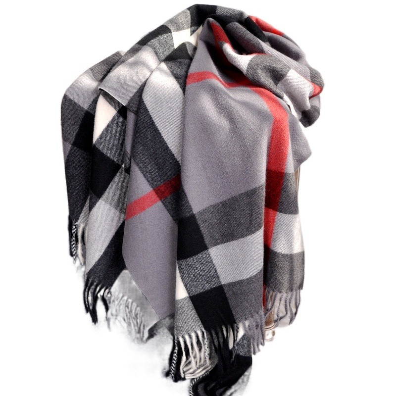 男性と女性のための市松模様のスカーフ,厚いブランドのショール,暖かい,英国スタイル,冬のスカーフ,2022