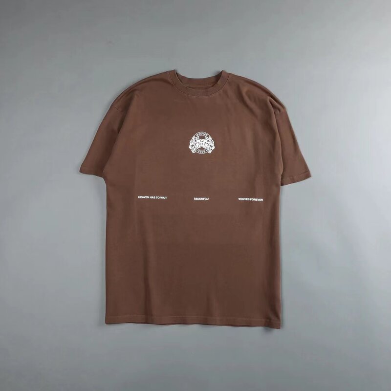WOLVES T Shirts Skulls Print O-Neck Short Sleeve Regular Mens Top Quality Hip Hop TShirt 100% Cotton Black Oversize T-shirt