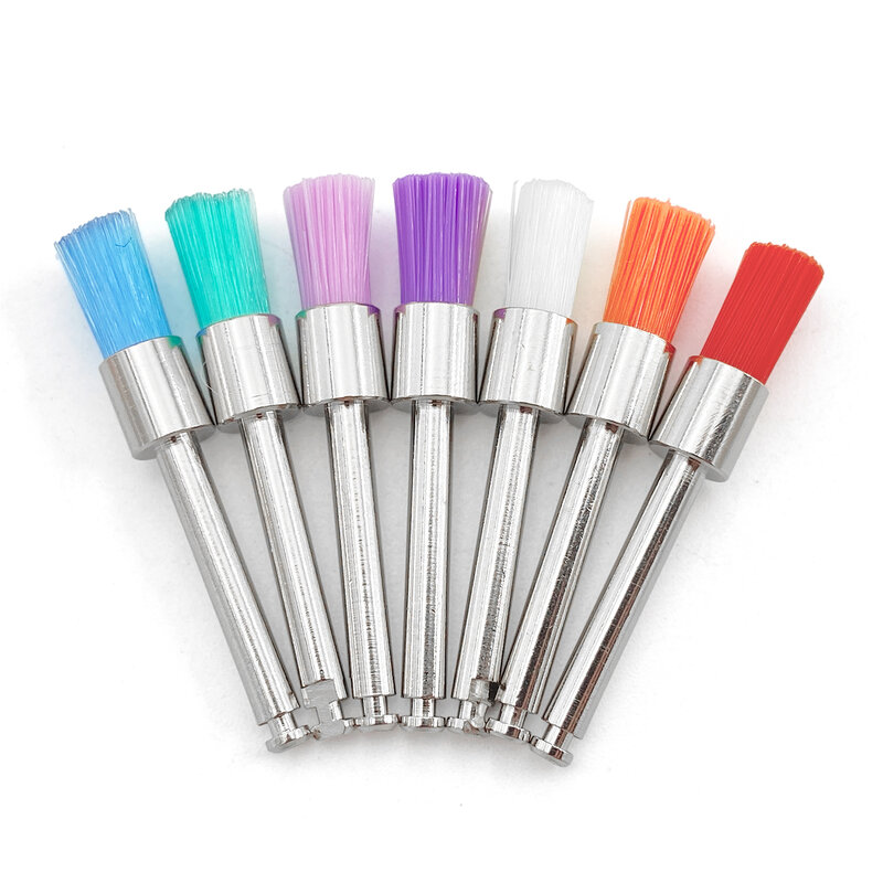 WELL CK 100pcs Dental Materials Prophy Prophylaxis Brush Colour White Nylon Polishing Brushes RA Shank 2.35mm Dentistry Polisher