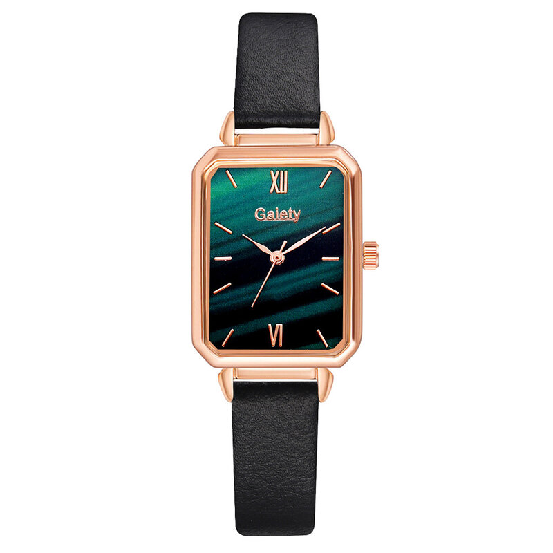 Conjunto de relojes de pulsera para mujer, reloj cuadrado a la moda, de cuarzo y cuero, informal, oro rosa, 2022