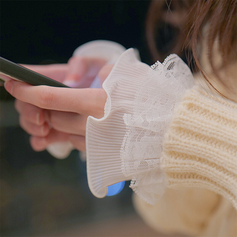 Wiosenne jesienne odpinany rękaw mankiety koronkowe mankiety z falbanami rękaw na łokieć rękawice z ochroną przeciwsłoneczną sweter dekoracyjny