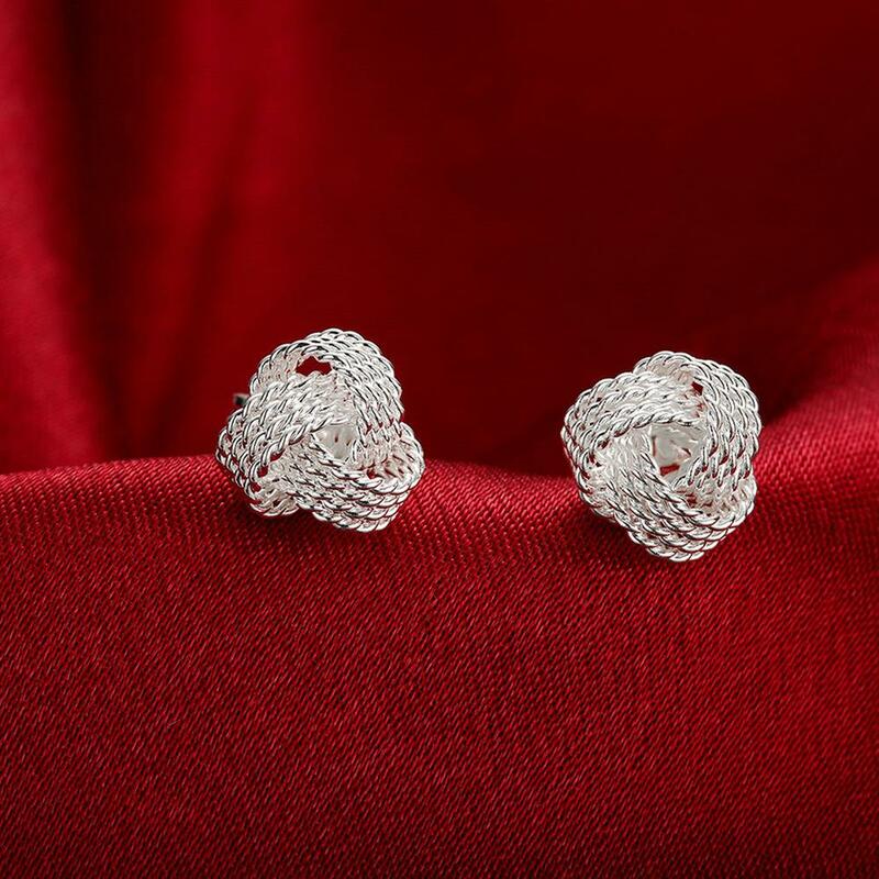 Conjunto de joyería de plata de ley 925 para mujer, collar con bola bonita, pendientes de tuerca, accesorios de moda para fiesta y boda, regalos